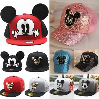 Boys Girls Mickey Mouse Baseball Cap Summer Snapback Hip Hop Sun Hats Adjustable • £3.30
