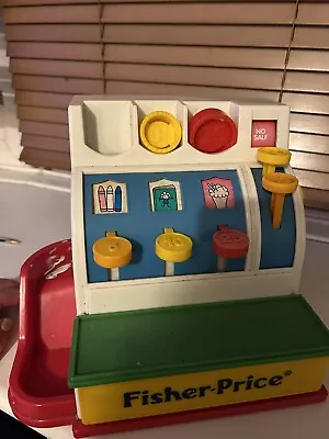 VINTAGE FISHER PRICE CASH TILL/REGISTER WITH Two Coins Toys   -see Description • £8.99