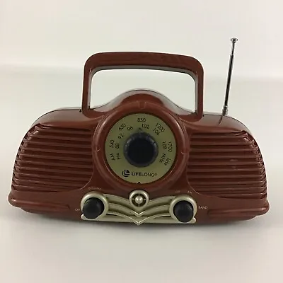 Lifelong Portable AM FM Radio Model 680BW Art Deco 7 X4  Antenna Vintage TESTED • $43.96