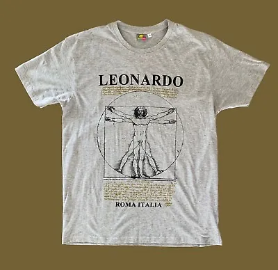 Vtg Leonardo Da Vinci Vitruvian Man Art Tee Made In Italy Soft TShirt Medium • $19