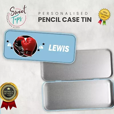 Personalised Name Boxing Metal Pencil Case School Kids Stationary Cover • £7.99