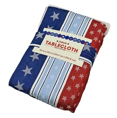 Americana Patriotic Stars & Stripes Cotton FABRIC Tablecloth ASST SIZES July 4th • $34.95