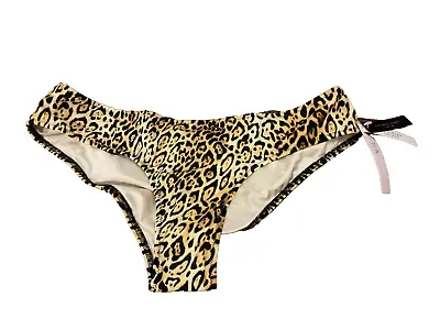 Victorias Secret M 6 8 Cheeky Knockout Leopard Print Swim Bikini Bottom Ruche • $13.59
