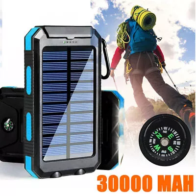$23.98 • Buy 30000mah Power Solar Bank Waterproof 2USB LED Battery Charger For Cell Phone