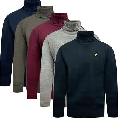 Lyle & Scott Mens Turtle Polo Neck Weave Knitted Roll Up Jumper Sweater Pullover • £12.99