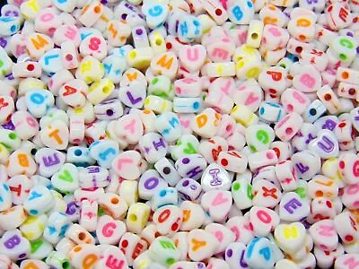 7mm Mixed Colour Heart Shape Letter Beads Jewellery Kids Craft UK SELLER ML  • £2.30