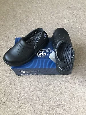 Comfort Grip Black Sandal With Heel Strap Safety Shoes Uk 4 E 36 • £9.99