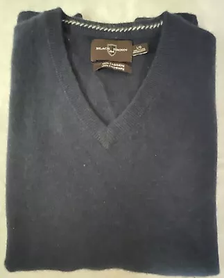 Black Brown 1826 Sweater Men's Size Large Blue Long Sleeves 100% Cashmere V Neck • $22.95