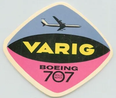 Boeing 707 Rolls Royce - VARIG AIRLINES ~BRAZIL~ Airline Luggage Label C. 1960 • $12.99
