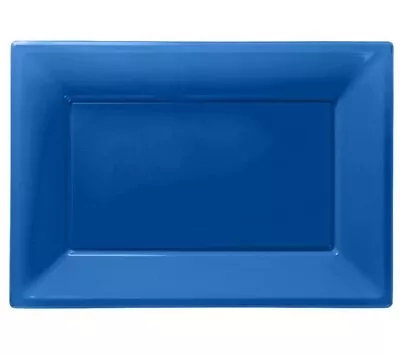 £4.49 • Buy 3 Plastic Serving Platters All Colours Trays Plates Party Buffet Bright Blue