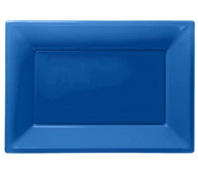 £4.49 • Buy 3 Plastic Serving Platters All Colours Trays Plates Party Buffet Bright Blue