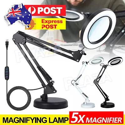 5X Magnifying Glass With LED Light Magnifier Crafts Reading Desk Stand Lamp USB • $26.95