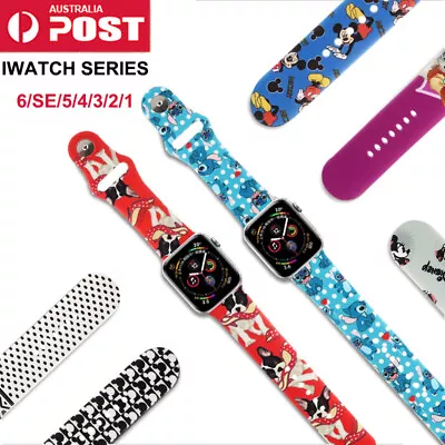 $14.99 • Buy Soft Silicone Apple Watch Band IWatch Series 7 SE 6 5 4 3 2 Cartoon Mickey Strap