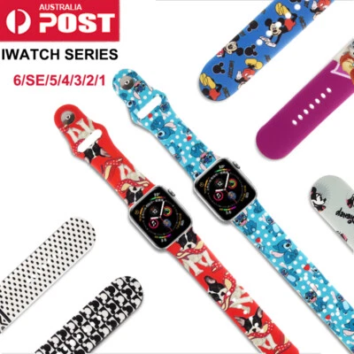 $14.99 • Buy Soft Silicone Apple Watch Band IWatch Series 7 SE 6 5 4 3 2 Cartoon Mickey Strap
