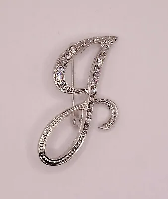 £4.80 • Buy Diamante Silver Initial Letter J Fashion Brooch Pin Brand New FREE P&P