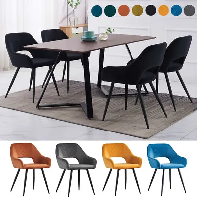 Wooden Dining Table And 4 Velvet Chairs Fabric Set Padded Seat Home Kitchen UK • £199.99