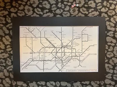 London Underground Tube Train Railways  Mounted Historical Map  RARE • £21.99