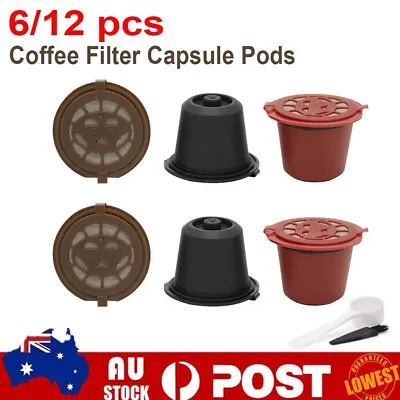 $6.70 • Buy 6/12x Refillable Reusable Coffee Filter Capsule Pods For Nespresso Maker Machine
