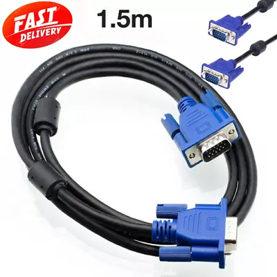 £2.16 • Buy VGA Cable 1.5M High Resolution SVGA 15 Pin PC To LCD TV Lead  TFT Monitor
