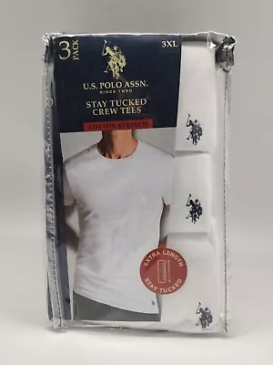 US POLO ASSN 3 Pack Logo White Crew Neck T Shirt Set Classic Fit Men's Big 3XL • $32.95