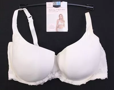 M&s Camelia Embroidery Collection Light As Air Balcony T-shirt Bra White Mix 42c • £9.95