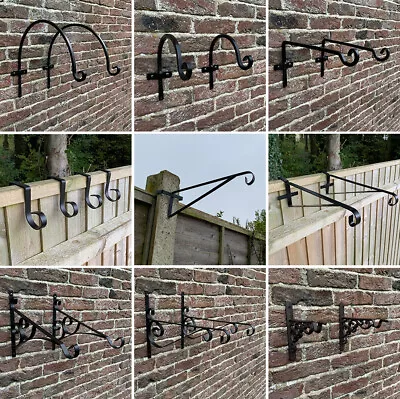 £8.99 • Buy Metal Hanging Basket Brackets Hooks For Concrete Posts Wooden Panels Sets 2 Or 4