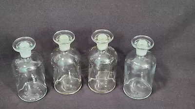 4 Vtg Wheaton 9 Oz. Apothecary/Pharmaceutical/Laboratory Glass Bottles +Stoppers • $29.99