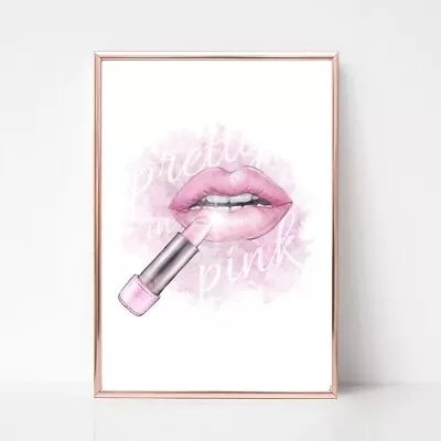 £3.85 • Buy Pink Lips Lipstick Print A4  Picture QUOTE UNFRAMED TYPOGRAPHY A4 Gloss Quote