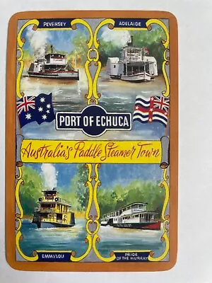 Echuca Paddle Steam Boat Steamboat Ship Australia Flag Advert Playing Swap Card • $1.28