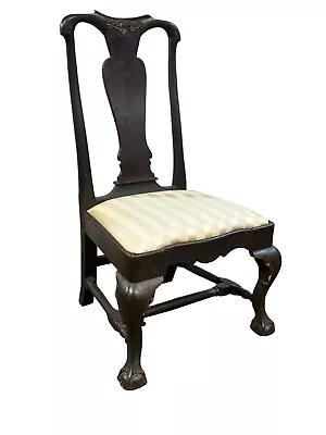 1760s Queen Anne Mahogany Side Chair Claw & Ball Old Surface Diminutive • $475