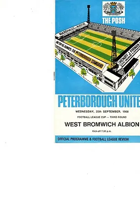 £2.74 • Buy Peterborough V West Brom 25th September 1968 League Cup Programme Free Postage  