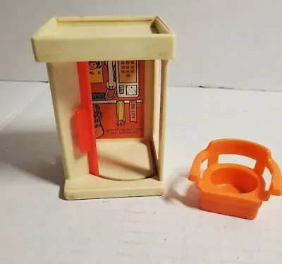 Vintage Fisher Price Little People  Telephone Booth And Orange Chair • $9.99