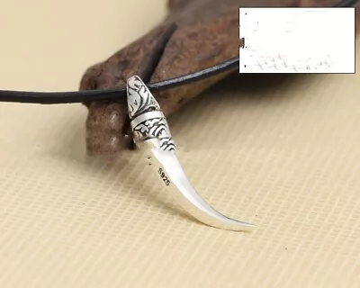 Personalized Men's Elegant Tiger Tooth Pendant Silver 925 • $13.99