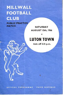 Millwall V Luton 13 August 1966 Division 2 Vgc • £1.50