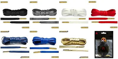 £4.49 • Buy Loop King Leather Shoe Laces Gold Aglets For Adidas Vans Nike Jordan Trainers