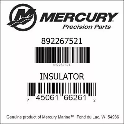 Quicksilver Mercury Mariner Outboard OEM Insulator 892267521 30-60hp • $25.49