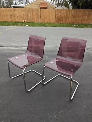 Set Of 2 IKEA Tobias Translucent Purple Chairs By Carl Ojerstam • $100