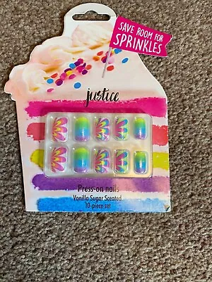 Justice Young Girls Small Press On Nails Vanilla Sugar Scented - New • £1.99