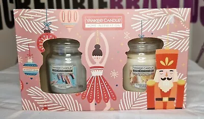 Yankee Candle Gift Set 2 X 104g Candles Candy Cane Forest & Glistening Christmas • £13.50