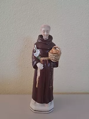 Vintage Saint Anthony Statue Bread Basket Lily N3195 Catholic • $14.99