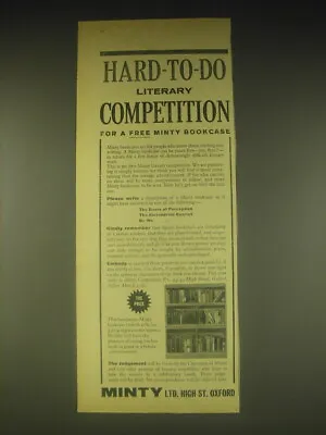 1962 Minty Bookcases Ad - Hard-to-do Literary Competition For A Free Minty • £19.29