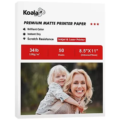 Koala Matte Photo Printer Paper 8.5x11 For Inkjet & Laser Epson HP 34lb Thin • $9.99