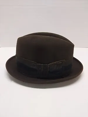 CHAMP  Rugged Man  Felt Kasmir Finish Fedora Hat Size 6 7/8 Dark Green Vintage  • $97.63