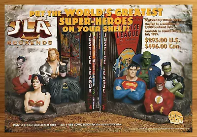 1997 DC Direct JLA Bookends Print Ad/Poster Superman Batman Bust Statue Art 90s • $14.99