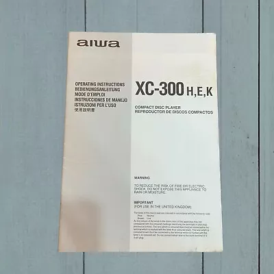 £6.95 • Buy Aiwa XC300 CD Player Operating Instructions Manual