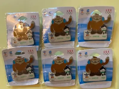 Vancouver Olympics Pins Wholesale Lot 6 Mascot Quatchi Miga Waving $5 Each Large • $31.95