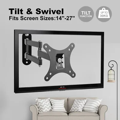 $19.98 • Buy Tilt Swivel TV Wall Mount Bracket LCD LED Monitor 14,21,22,27, VESA 100