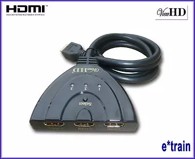 ViewHD Three Port 3 Input To 1 Output HDMI Switcher 3x1 Switch 1080P 3FT Pigtail • $10.95