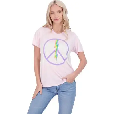$11.19 • Buy Lauren Moshi Womens Pink Electric Peace Crew Neck Tee T-Shirt Top M BHFO 8400
