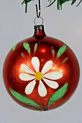 Vintage Blown Glass Pictured FLOWERS BALL Christmas Ornaments Germany • $15